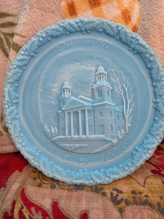 Vintage Blue Fenton 1972 Christmas Plate