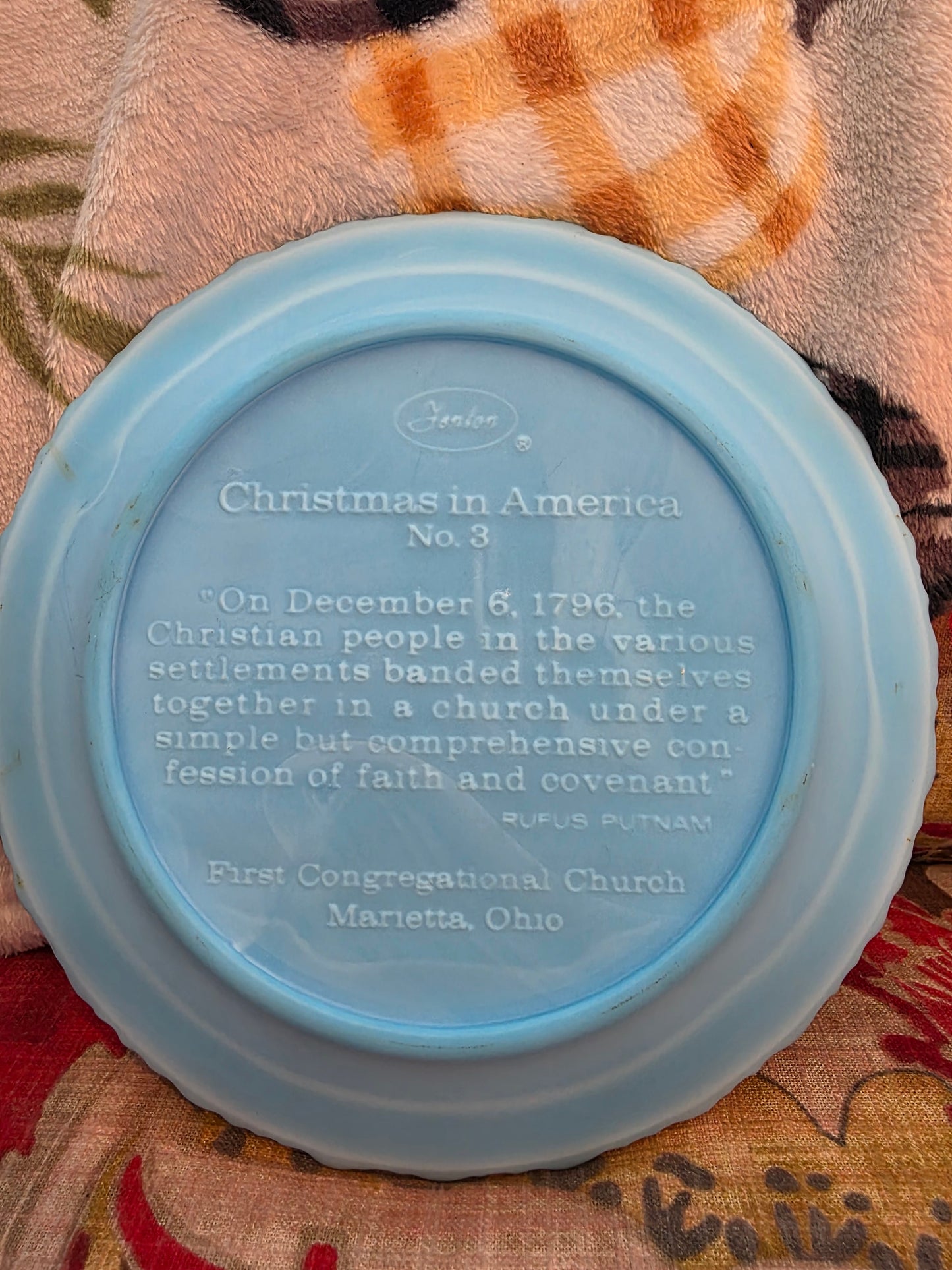 Vintage Blue Fenton 1972 Christmas Plate