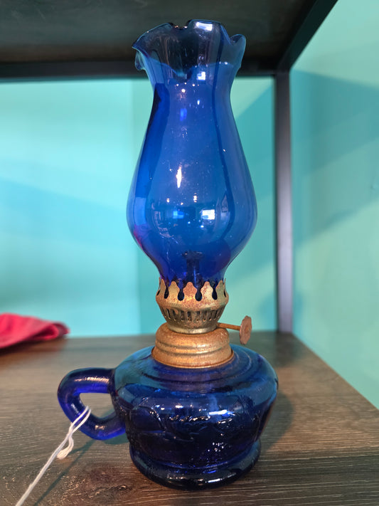 Vintage Cobalt Blue Oil Lamp