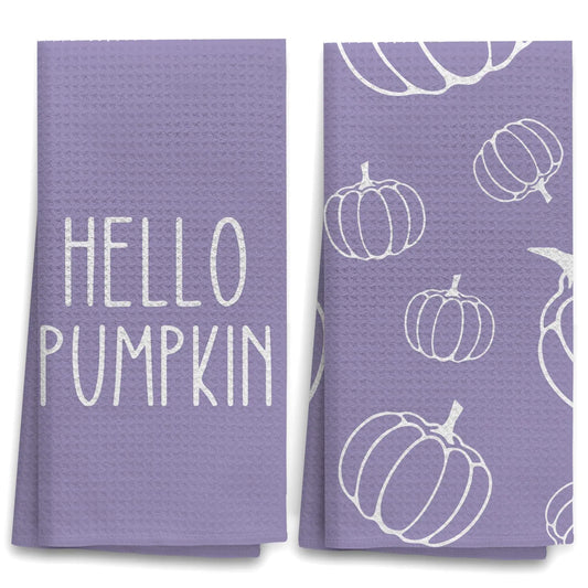 OHSUL Purple Fall Kitchen Towels Decor Autumn Pumpkin Decor Fall Hand Dish Towels Fall Autumn Decor Decorations for Home Fall Bathroom Decor Housewarming Gifts Set of 2
