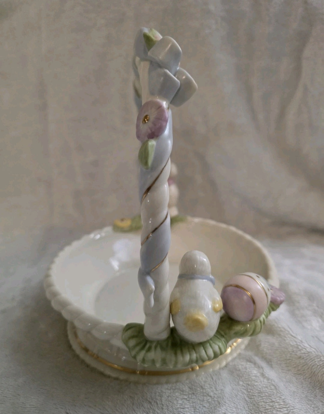 Vtg Lenox Occasions Porcelain Easter Bunny Basket Rabbit Chick Egg Seasonal