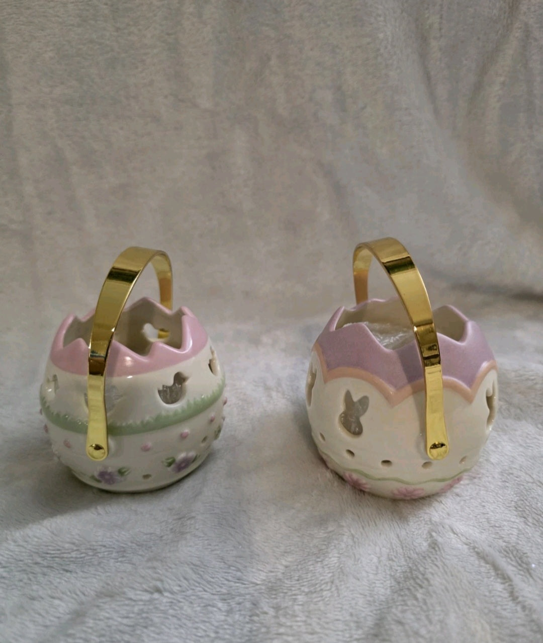 Lenox Easter Egg Basket Votive Tea Light Candle Holder Gold Swivel Handle-2