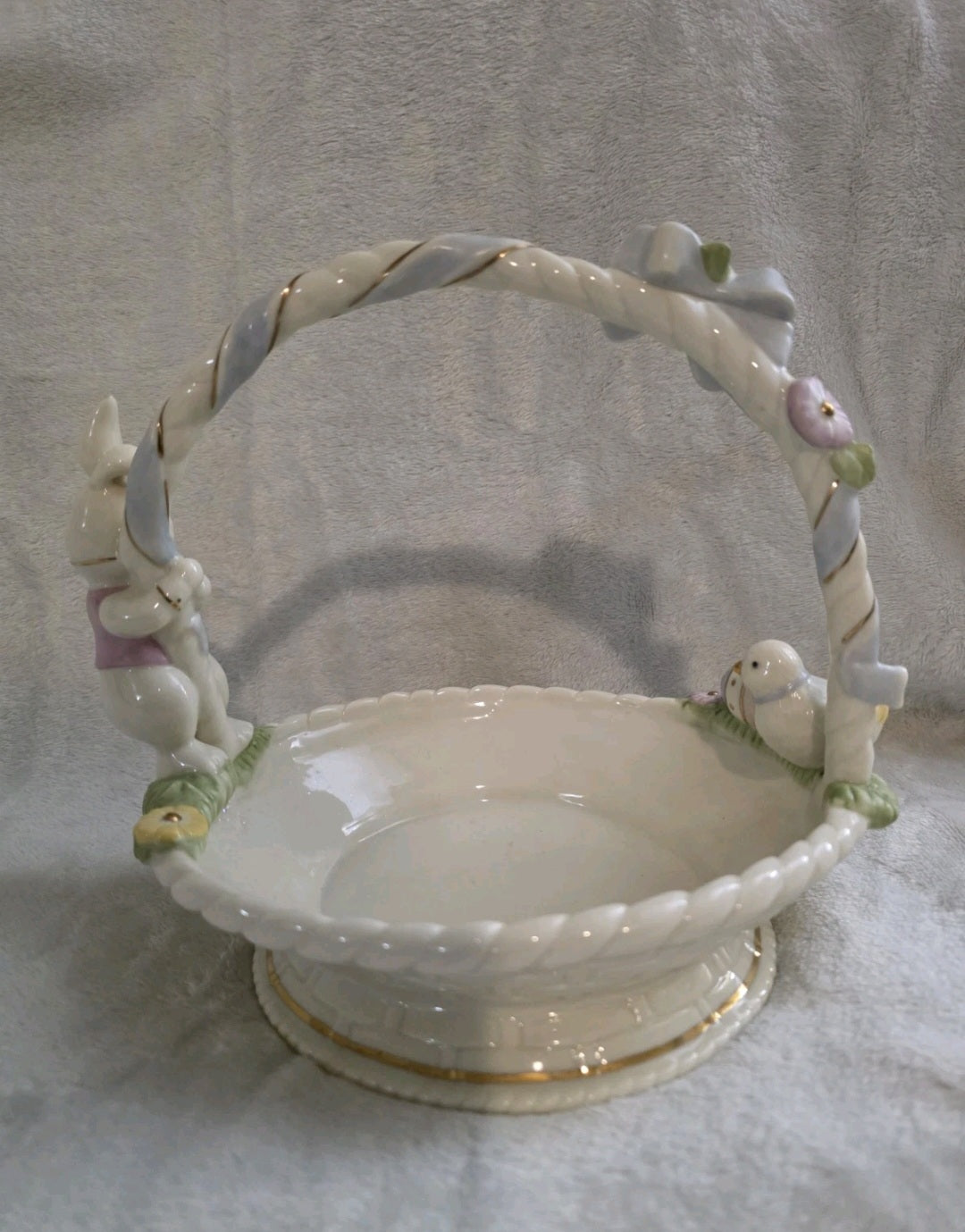 Vtg Lenox Occasions Porcelain Easter Bunny Basket Rabbit Chick Egg Seasonal