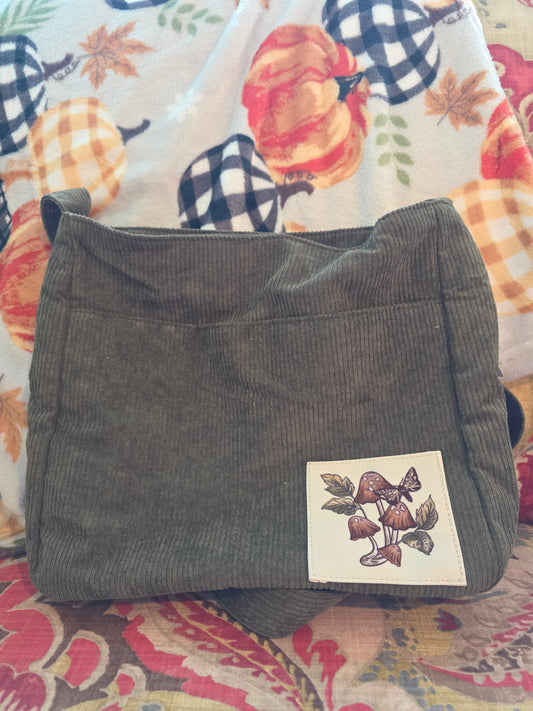 Grunge 1990’s Style Corduroy Green Crossbody Bag