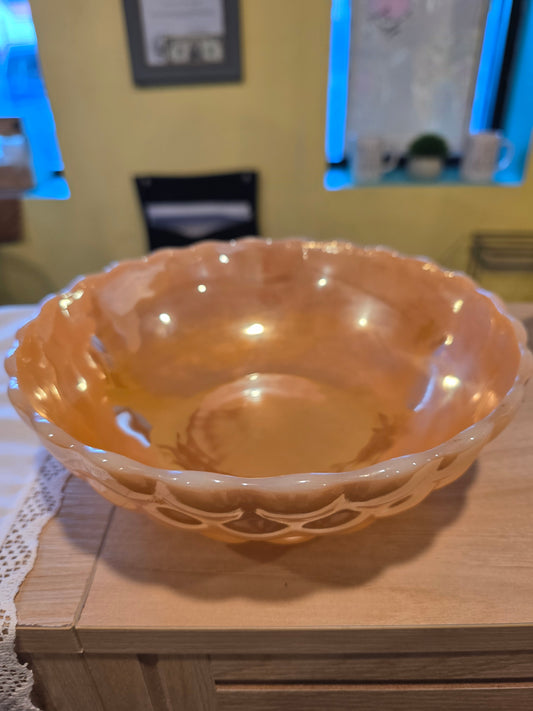Peach Anchor Hocking Serving Bowl
