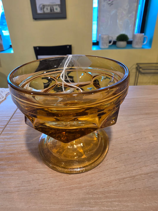 Vintage Anchor Hocking Fairfield Amber Glass Sherbet/Dessert Dish