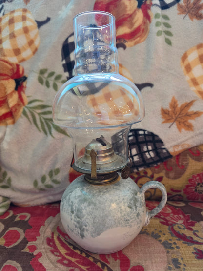 Vintage Stone Base Oil Lamp