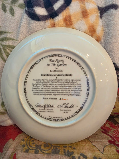 1991 THE Agony In The Garden Lou Marchetti Art Pottery Collector Plate ArtAffect