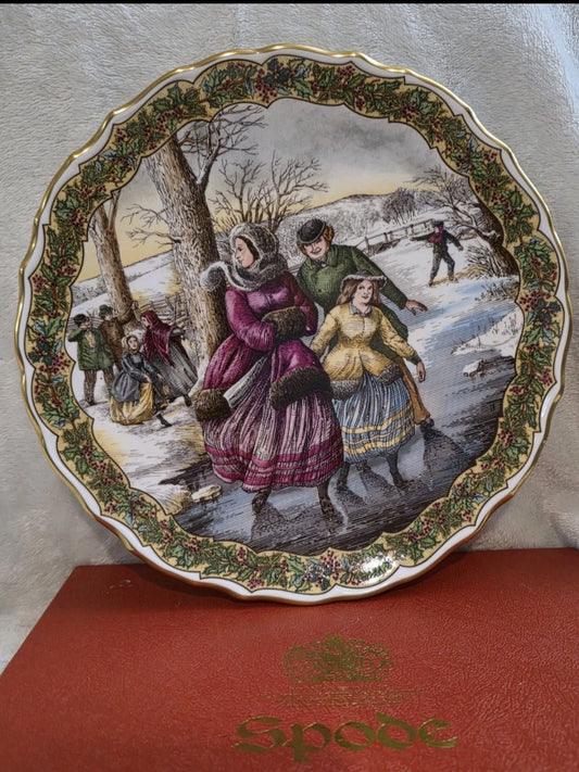 Spode Victorian Christmas Series 9” Plate No. 2 “The Skater”