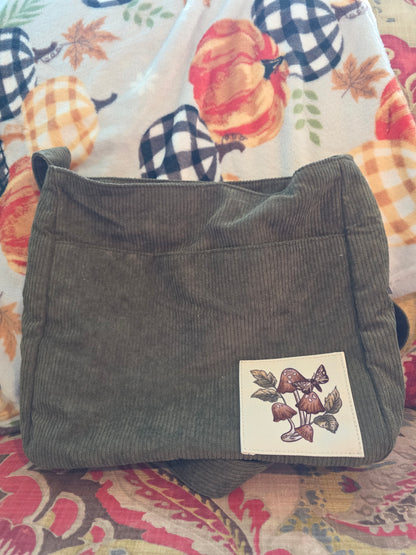 Grunge 1990’s Style Corduroy Green Crossbody Bag