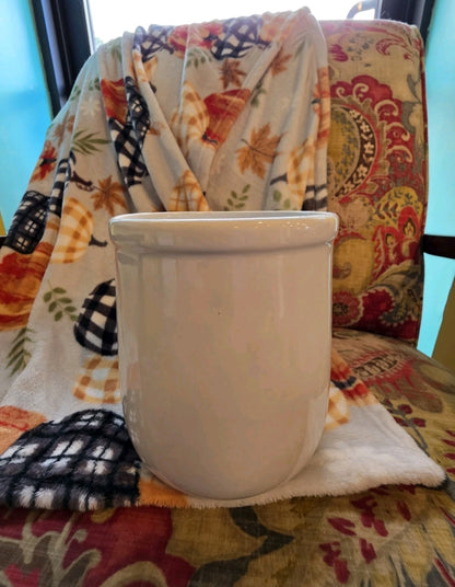 VTG McCoy USA Strawberry Fields Country L Crock Cookie Jar Utensil Holder w/Lid