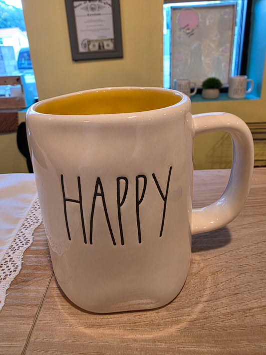 Rae Dunn "Happy" Mug